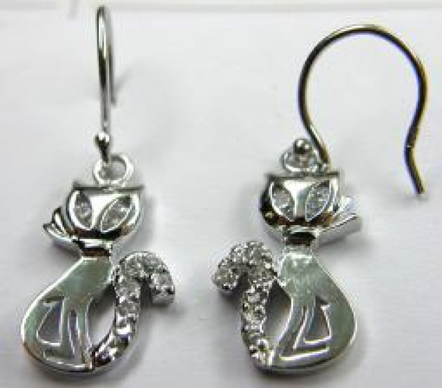 PRACHTKATZE-OHRHAENGER; SILBER - Kleidung Schmuck Accessoires - Lorsch