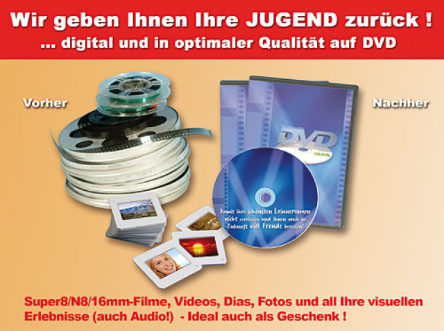 Digitale Überspielungen Ihrer Filme, Videos, Dias oder Fotoalben auf DVD ! - Foto Film Cam Optik - Bonn