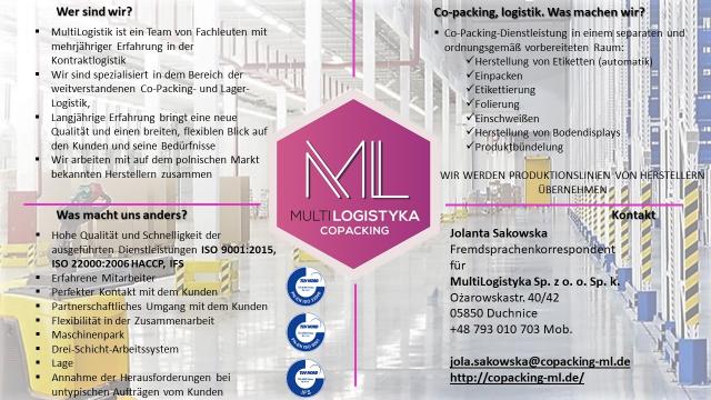 Logistik und Co-Packing - Dienstleistungen Business Gewerbe - Duchnice